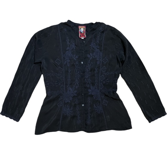Johnny Was Eyelet embroidered blouse - black - Picture 2 of 7